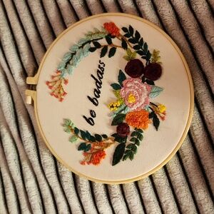 Be badass embroidery wall hanging